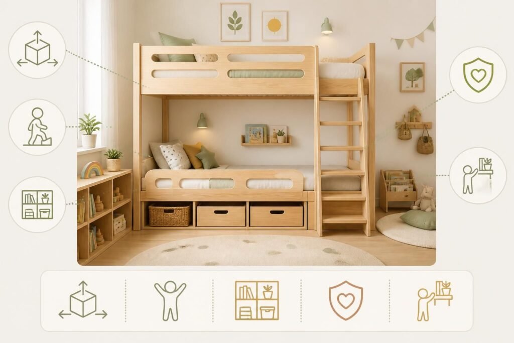 découvrez le lit superposé montessori, la solution idéale pour optimiser l'espace dans la chambre de votre enfant tout en encourageant son autonomie et son développement.