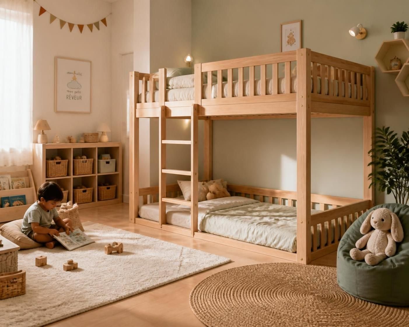 découvrez notre lit superposé montessori, idéal pour optimiser l'espace de la chambre de votre enfant tout en encourageant son autonomie et son épanouissement.
