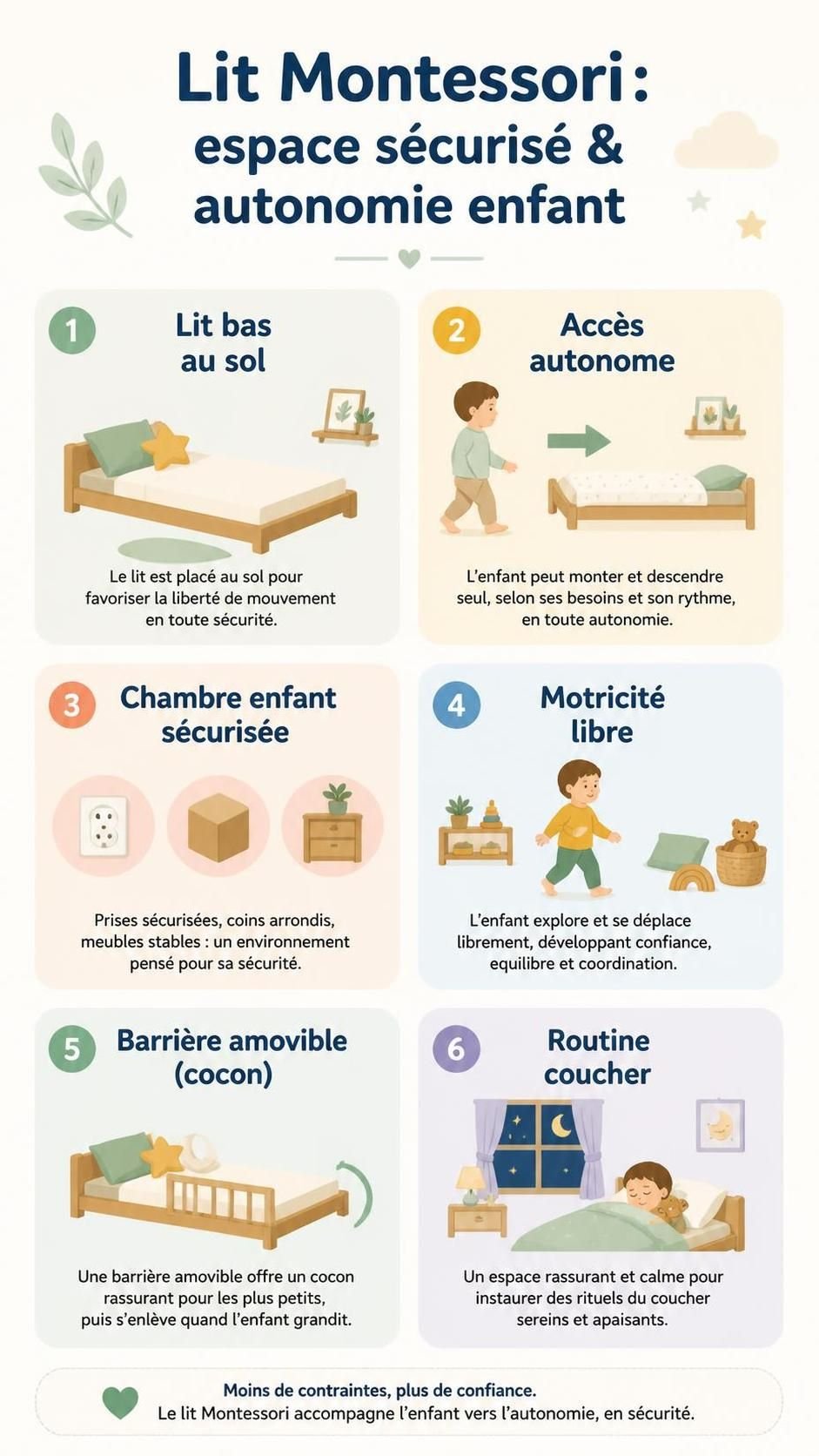 découvrez comment un lit montessori peut créer un espace sécurisé et favoriser l'autonomie de votre enfant grâce à un mobilier adapté à sa taille et à ses besoins.